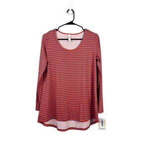 LuLaRoe Women's Blue & Orange Stripped Long Sleeve Top